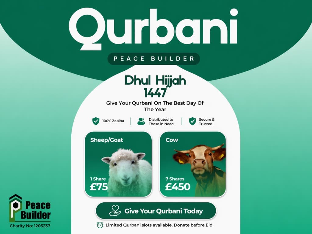 Peace Builder Qurbani campaign artwork for Dhul Hijjah